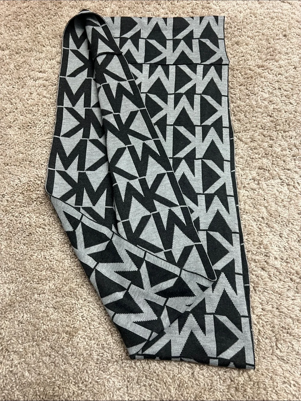 Michael Michael Kors Black & Gray Signature Infinity Scarf